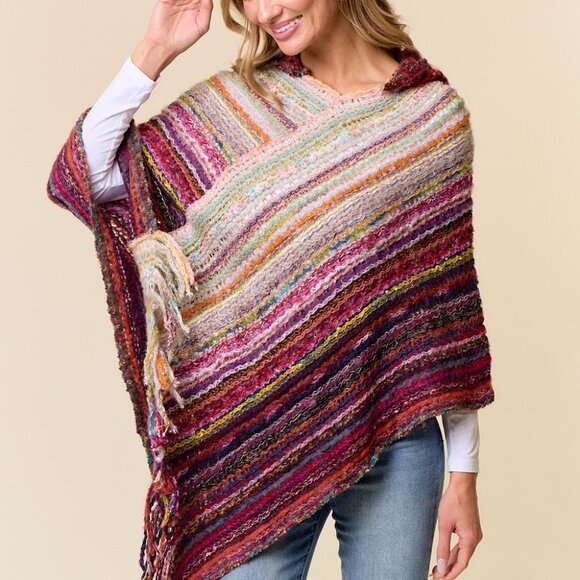 ON BLUE Pink & Ruby Hooded Poncho - Picture 8 of 13